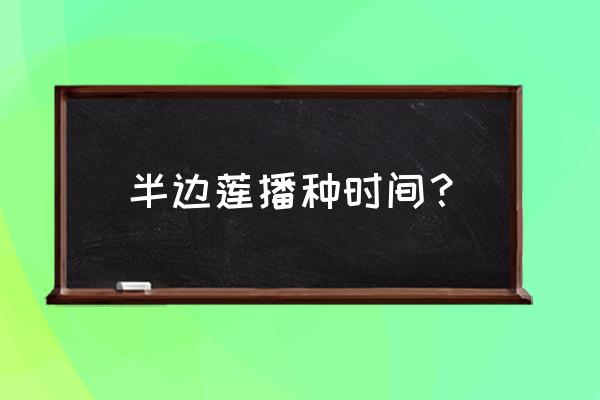 半枝莲种植时间和技术 半边莲播种时间？