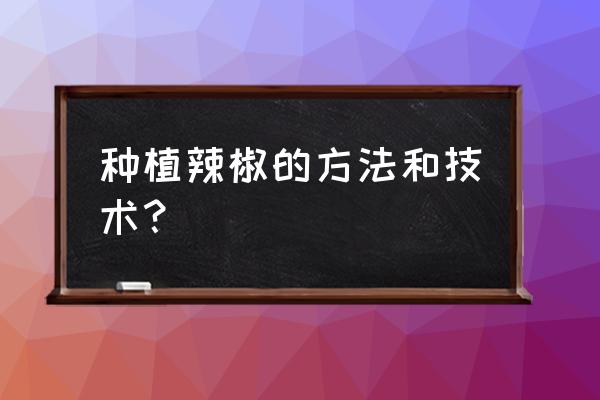 辣椒种植时间和方法 种植辣椒的方法和技术？